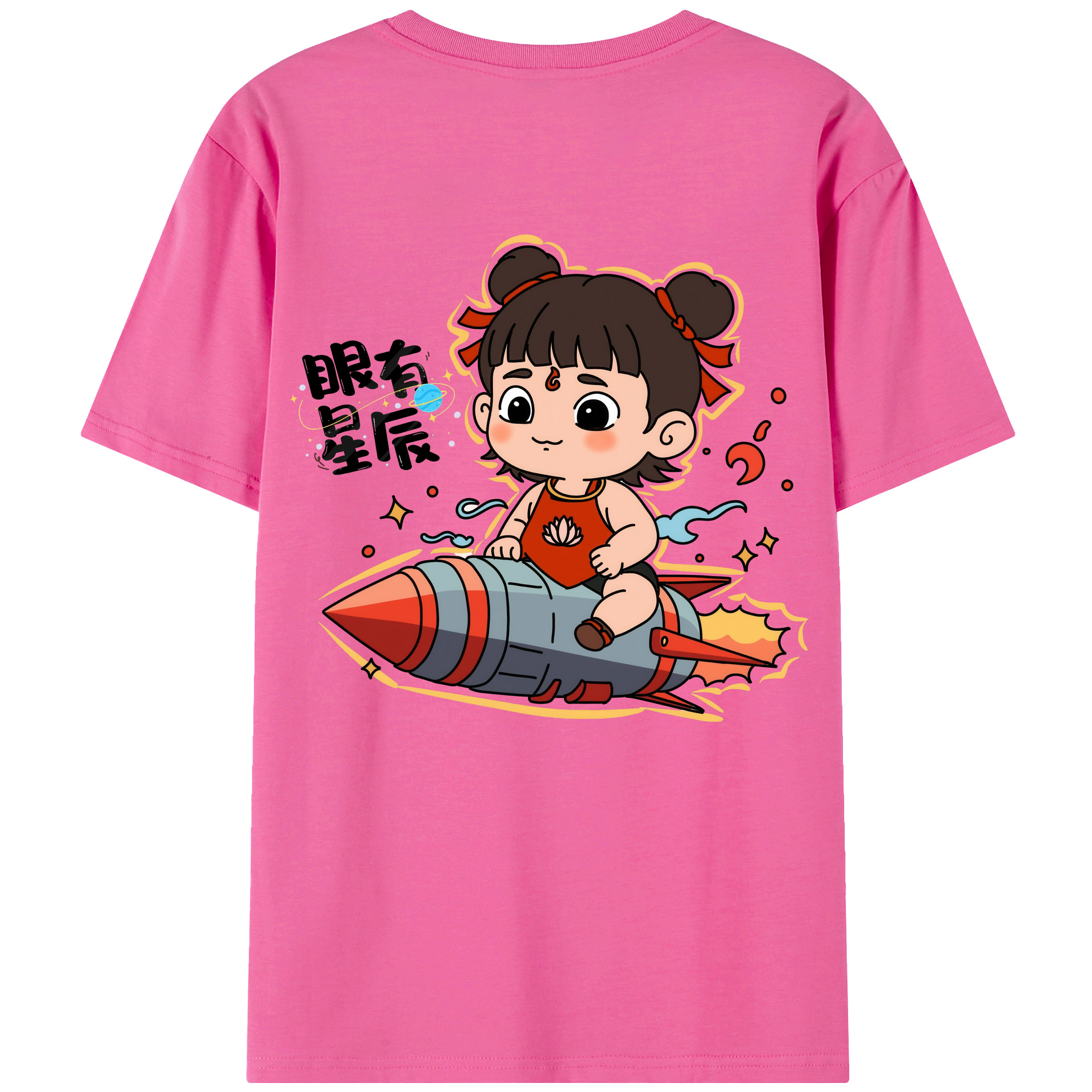 （画像用） Ne Zha 2 ナタ 魔童の大暴れ レディース半袖Tシャツ(バックプリント)